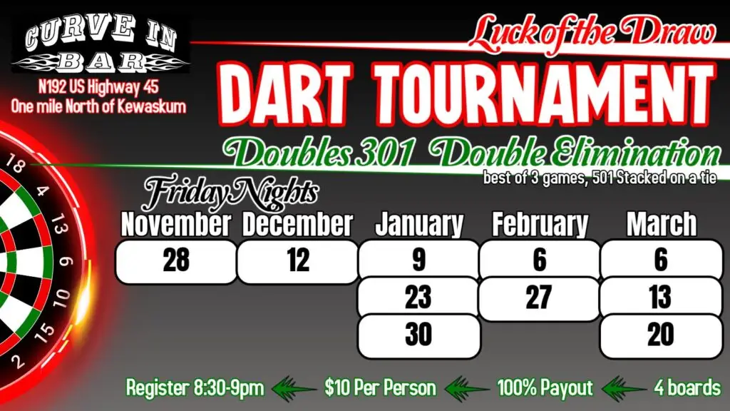 Curve In Friday Dart Tournament Poster