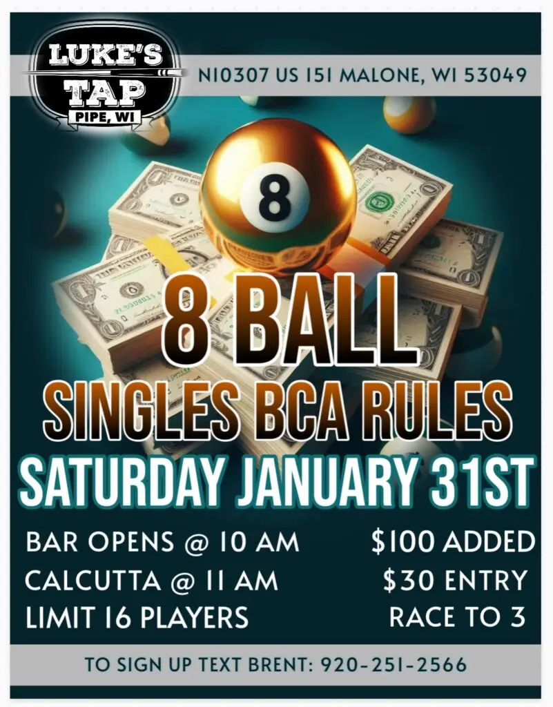 Luke's Tap Pool Tournament January 31st