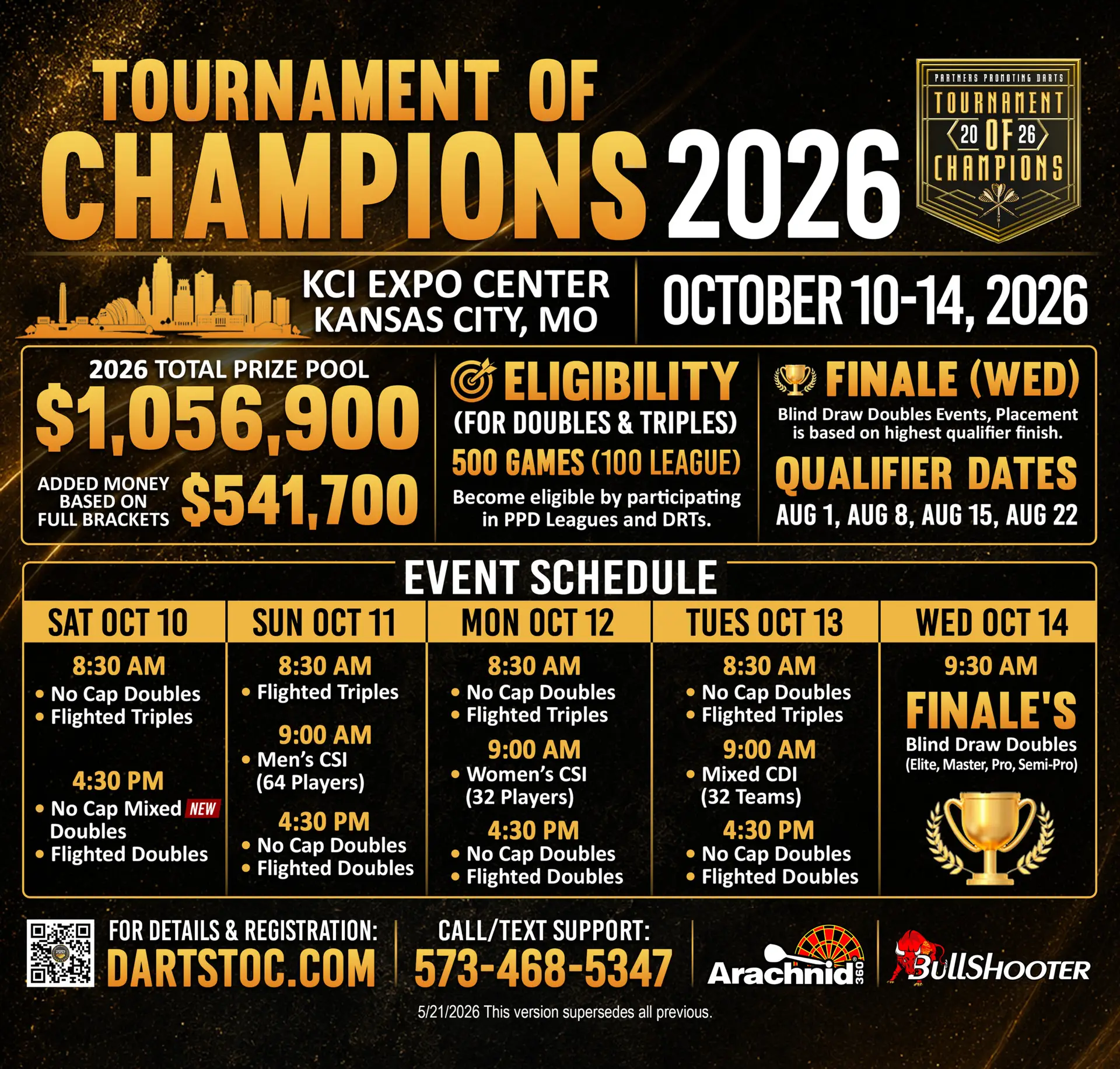 Partners Promoting Darts Tournament of Champions PPD TOC Informational Poster