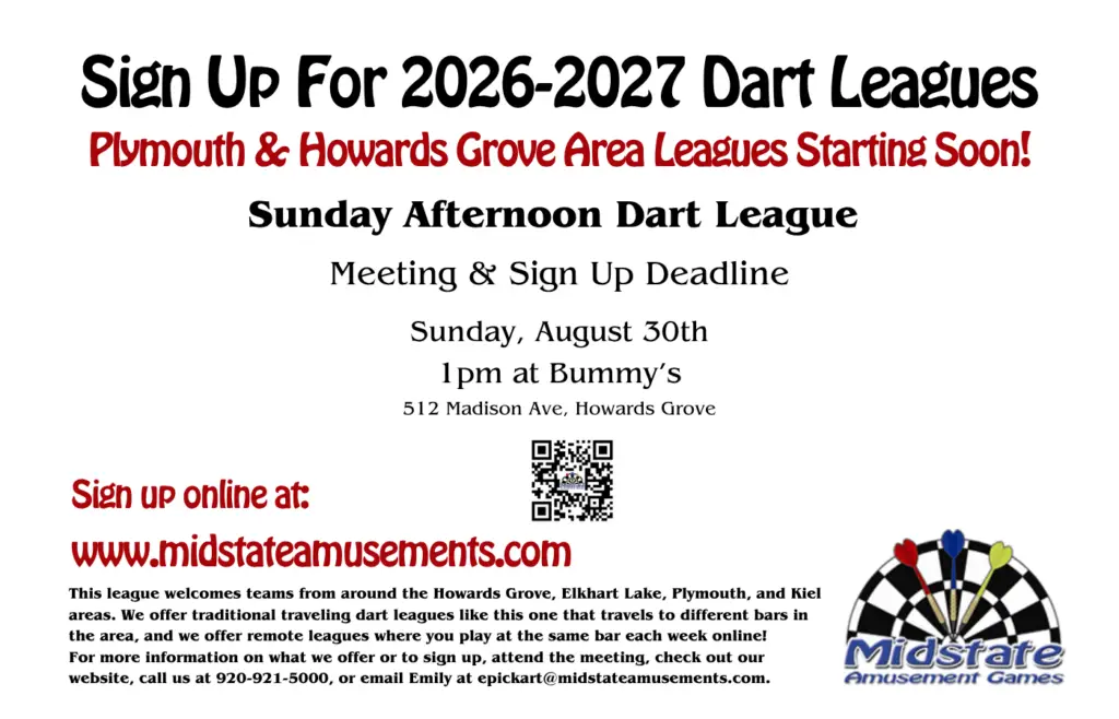 Howards Grove & Plymouth Area Dart League Meeting Poster
