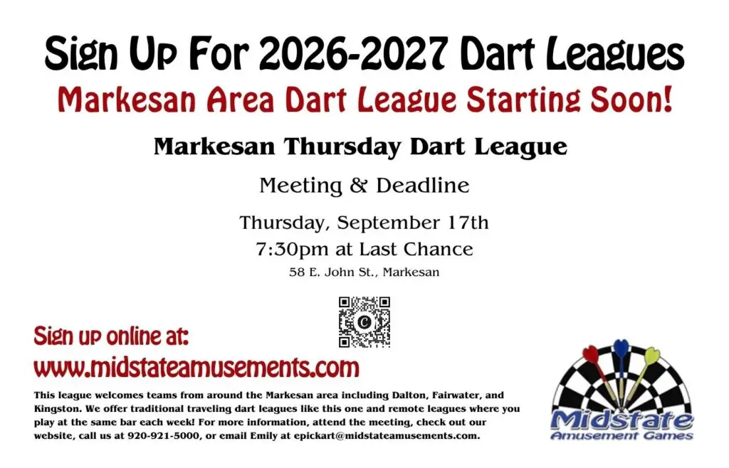 Markesan Thursday Dart League Poster