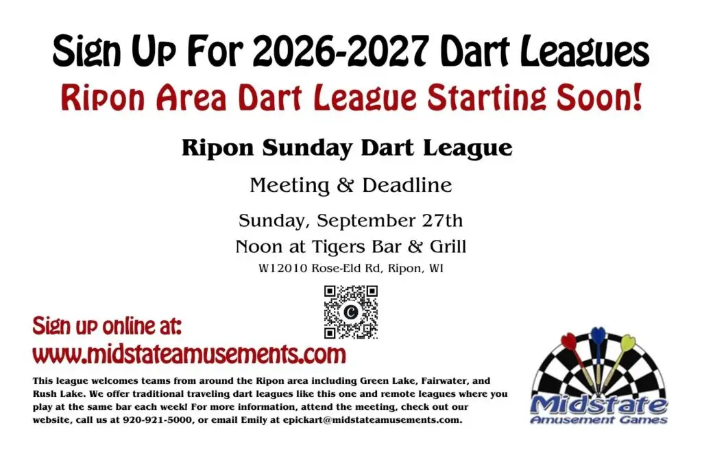 Ripon Sunday Dart League Meeting Poster